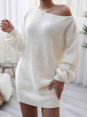 Just The Girl Rib-Knit Mini Sweater Dress