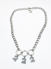 Angel Number 22 Necklace in Silver Alloy with CZ lining interior of each number.