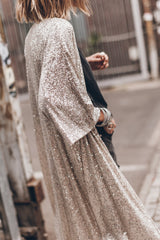 Nicole Sequin Open Front Duster Cardigan