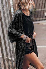 Nicole Sequin Open Front Duster Cardigan