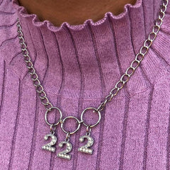 Chain necklace with the Angel Number 222 made of stainless steel alloy.